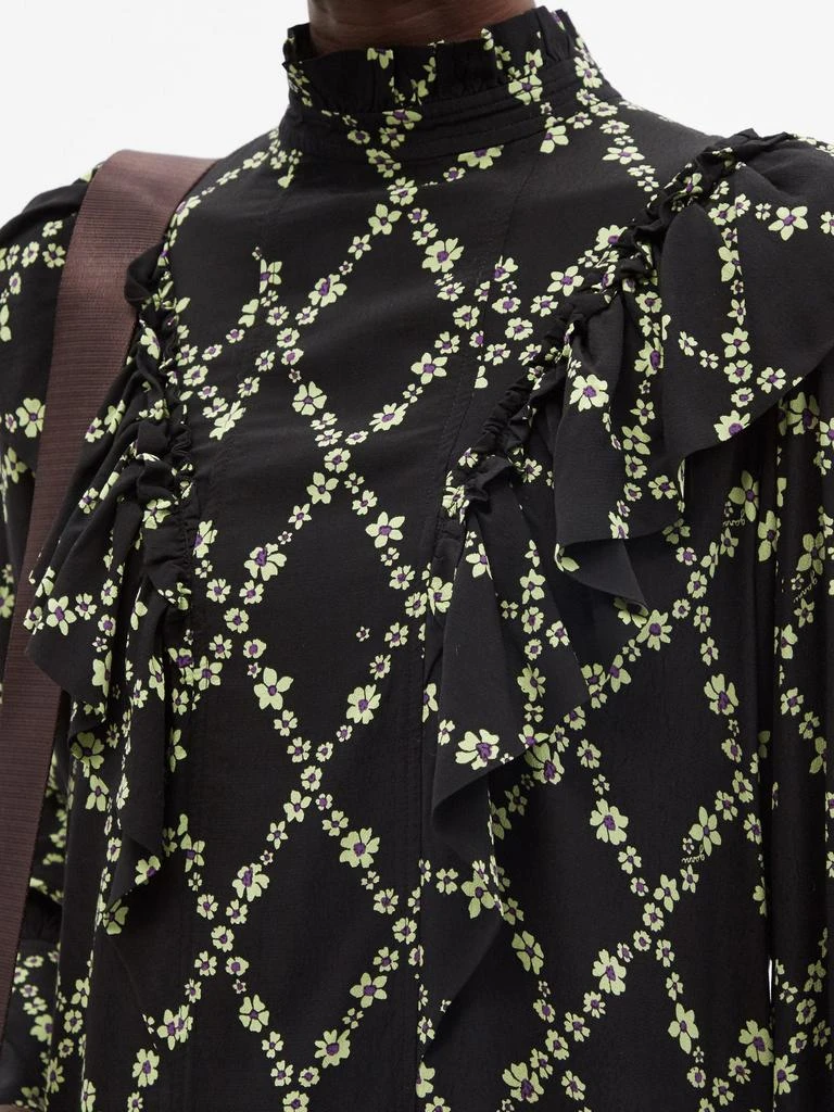 商品Ganni|Ruffled floral-print crepe mini dress,价格¥1130,第4张图片详细描述