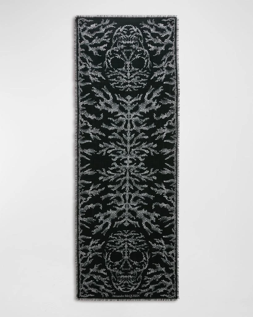 商品Alexander McQueen|Embellished Spine & Skulls Wool Scarf,价格¥1706,第2张图片详细描述