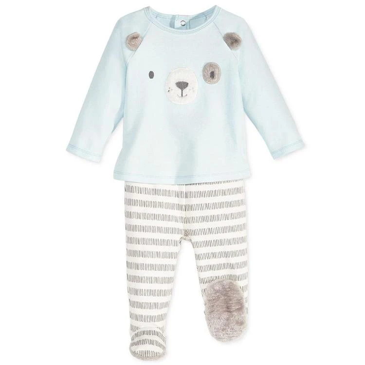 商品First Impressions|2-Pc. Dog Top & Footed Pants Set with Faux Fur Trim, Baby Boys (0-24 months), Created for Macy's,价格¥42,第1张图片