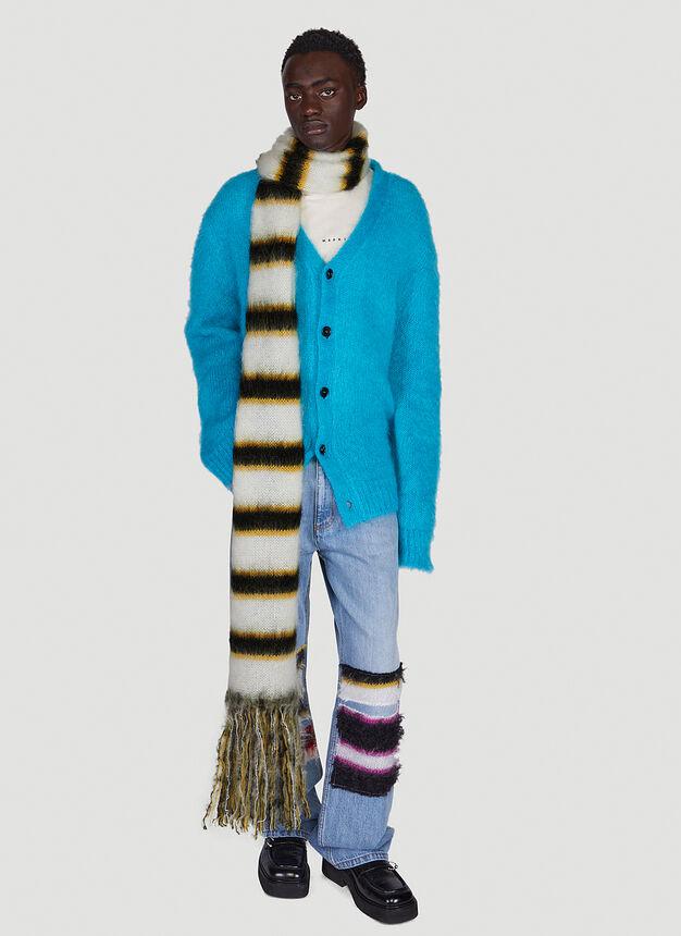 Fuzzy Stripe Scarf in White商品第2张图片规格展示