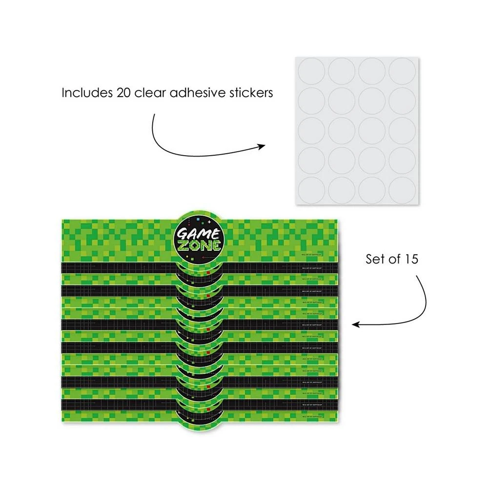 商品Big Dot of Happiness|Game Zone - Pixel Video Game Party DIY Wrapper Favors & Decorations - Set of 15,价格¥98,第2张图片详细描述