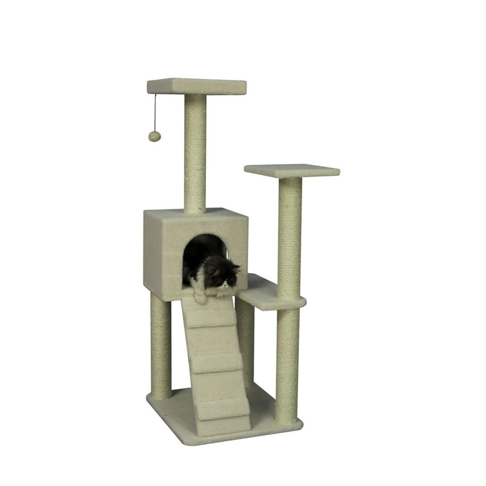 商品Macy's|53" Fleece Covered High Real Wood Cat Tree,价格¥1570,第1张图片