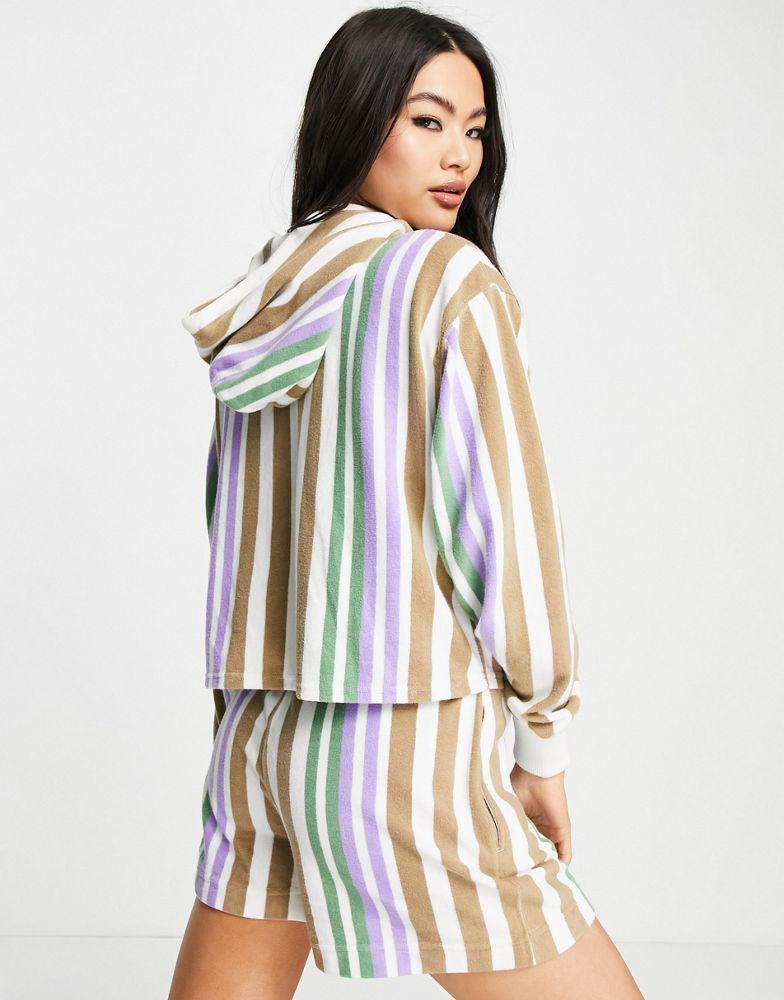商品Ralph Lauren|Polo Ralph Lauren x ASOS exclusive collab co-ord logo terry towel hoodie in multi stripe,价格¥1035,第4张图片详细描述