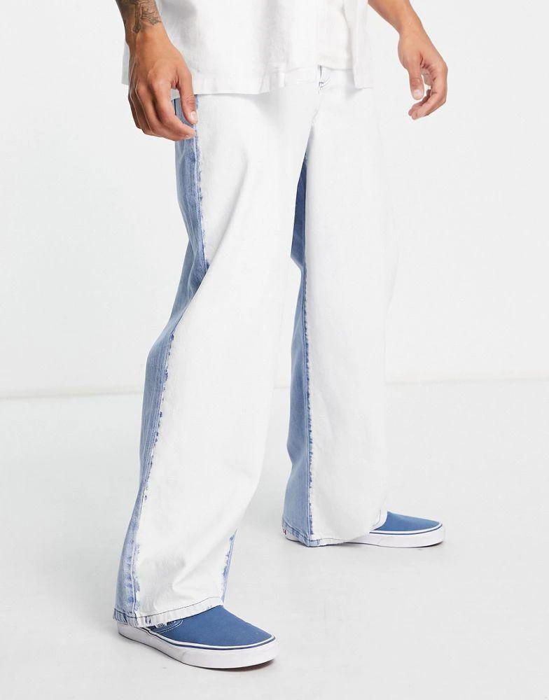 商品Topman|Topman extreme baggy jeans in white & blue splice,价格¥172,第1张图片