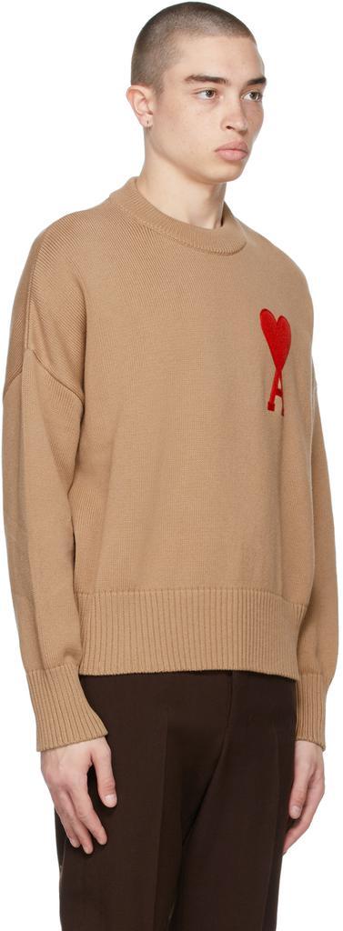 商品AMI|SSENSE Exclusive Beige Oversize Ami de Cœur Sweater,价格¥3271,第4张图片详细描述