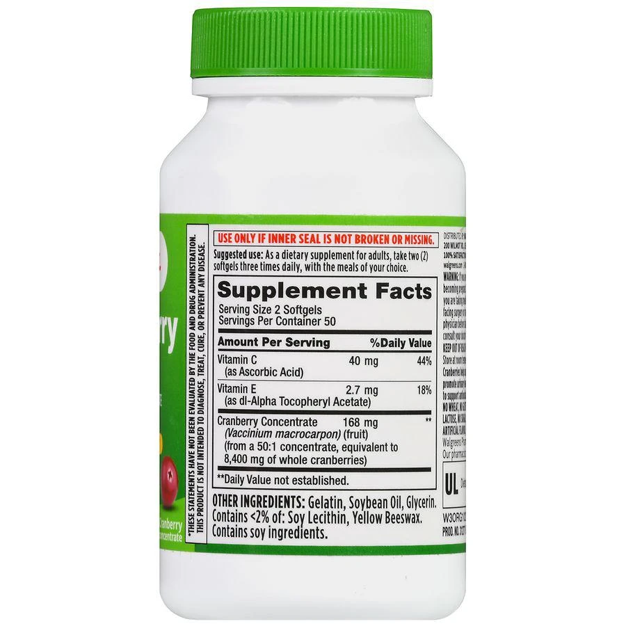 商品Walgreens|Cranberry 168 mg plus Vitamin C Softgels,价格¥89,第3张图片详细描述