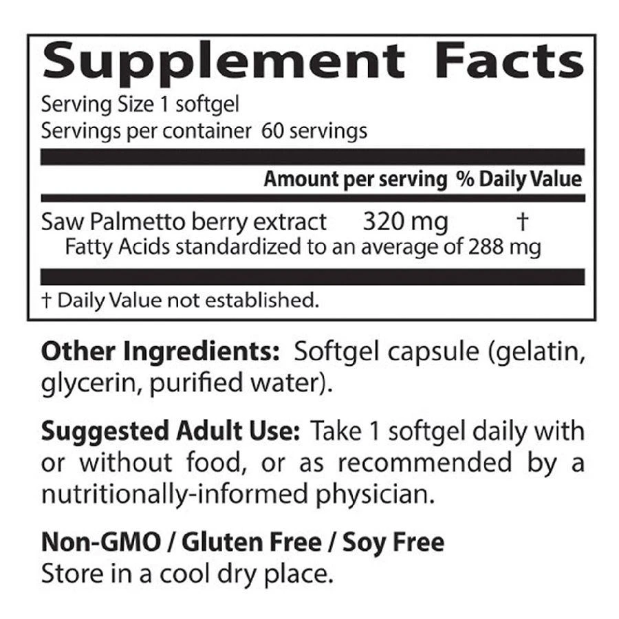 商品Doctor's Best|Saw Palmetto 320 mg Softgels,价格¥148,第3张图片详细描述