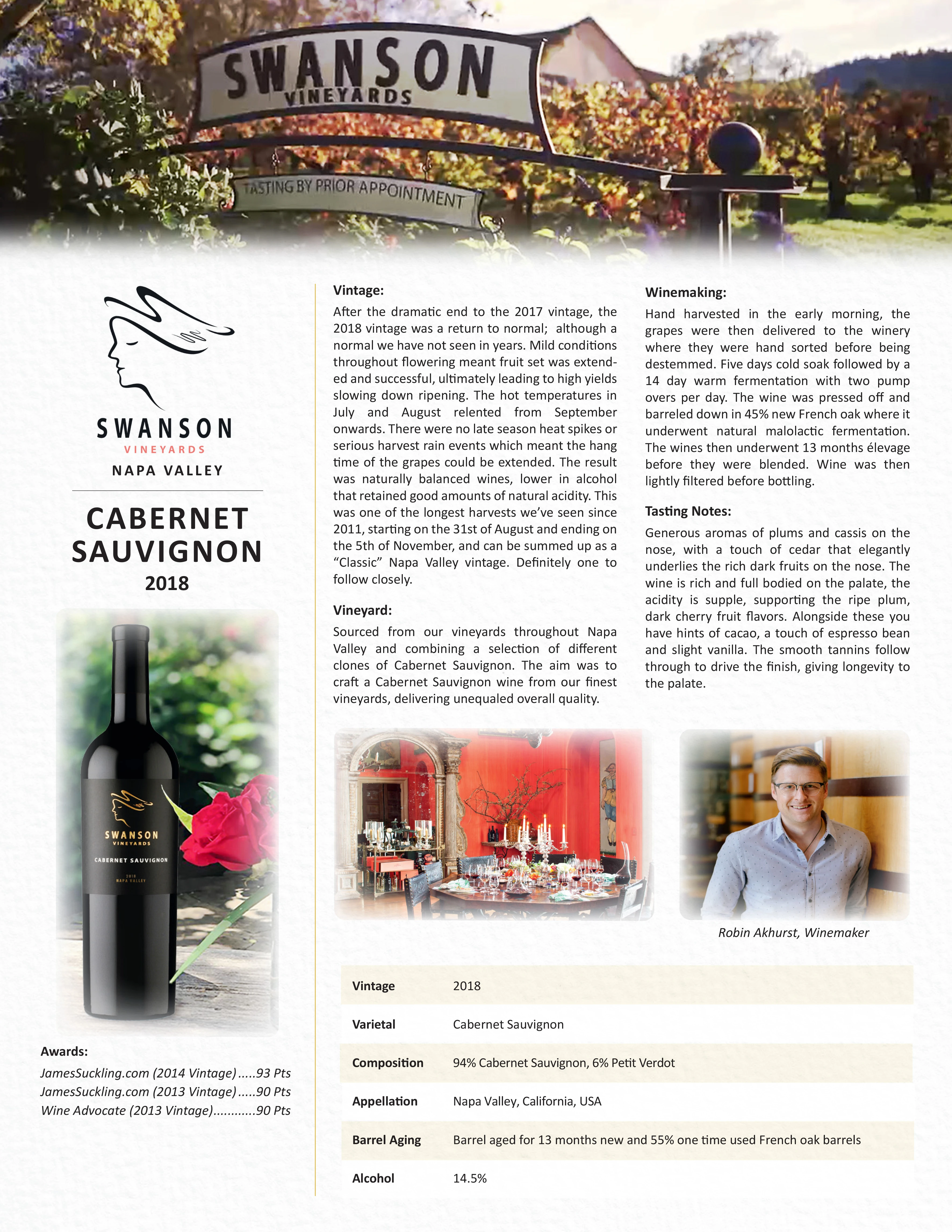 黑天鹅酒庄纳帕赤霞珠干红葡萄酒 2018 | Swanson Cabernet Sauvignon 2018 (Napa Valley, CA) 商品