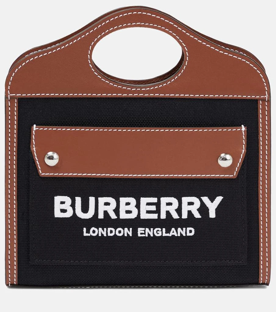 商品Burberry|Pocket Mini canvas and leather tote bag,价格¥8199,第1张图片