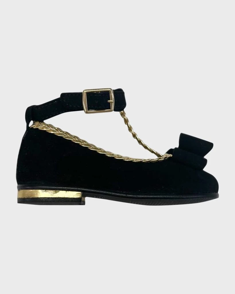 商品Petite Maison Kids|Girl's Empress Noir Suede Bow Mary Jane Flats, Size 5-13,价格¥1283,第1张图片