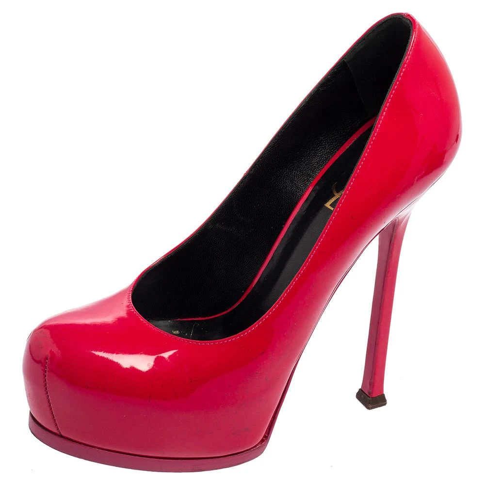 商品[二手商品] Yves Saint Laurent|Saint Laurent Magenta Patent Leather Tribtoo Platform Pumps Size 38.5,价格¥1564,第1张图片