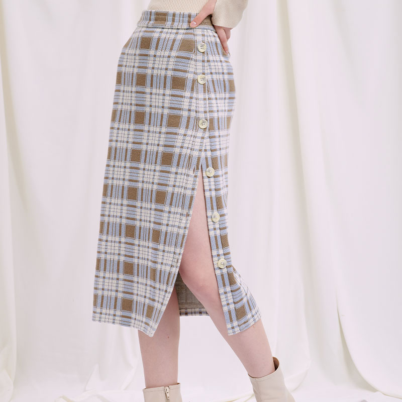 Daria 针织裙 - 蓝色格纹 | Daria Knit Skirt - Blue Plaid商品第6张图片规格展示