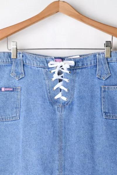 Vintage '90s Lace-Up Denim Mini Skirt商品第2张图片规格展示