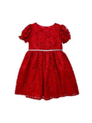 Little Girl’s Lace Embellished Dress商品第1张图片规格展示