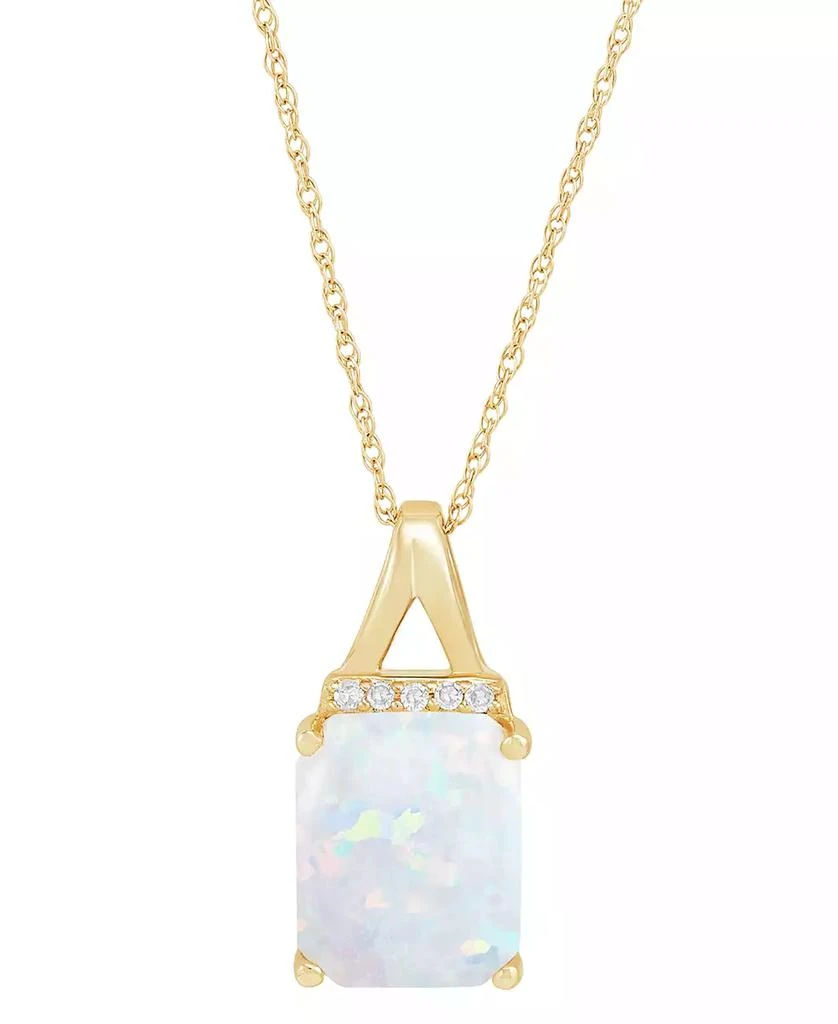 商品Macy's|Opal (1-3/4 ct. t.w.) & Diamond (1/20 ct. t.w.) 18" Pendant Necklace in 14k Gold,价格¥8454,第1张图片