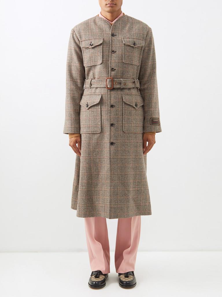 Prince of Wales-check wool-blend coat商品第1张图片规格展示