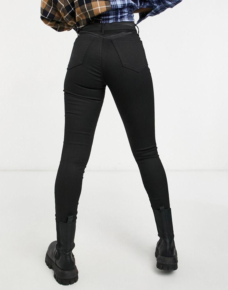 Topshop Jamie jeans in coated black商品第2张图片规格展示