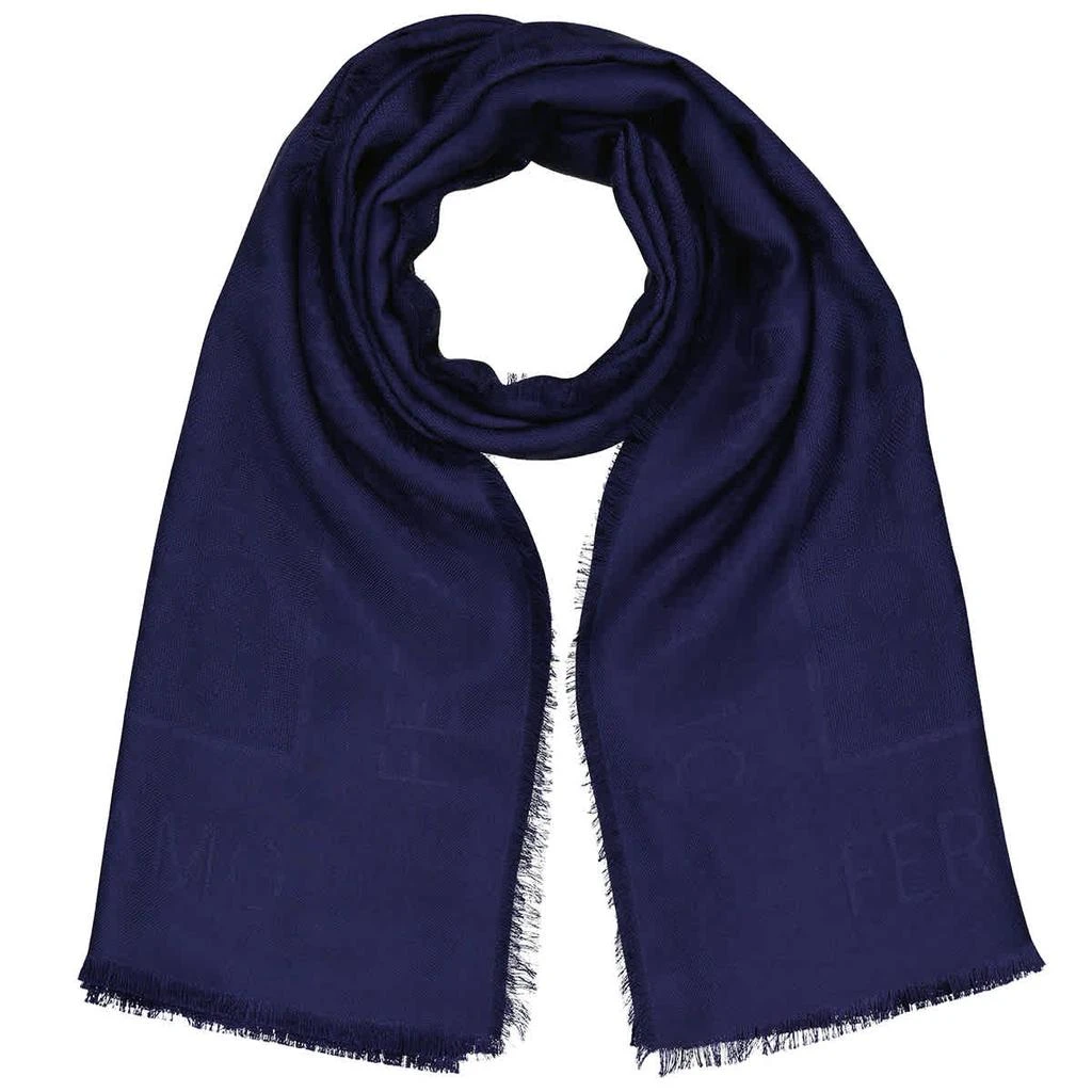 商品Salvatore Ferragamo|Salvatore Ferragamo Blue Wool And Silk Gancini Shawl,价格¥1105,第1张图片
