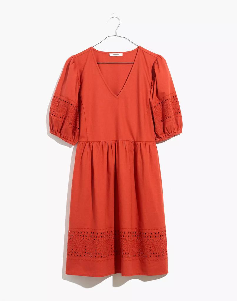 商品Madewell|Linen-Blend Embroidered Eyelet Puff-Sleeve Mini Dress,价格¥655,第6张图片详细描述