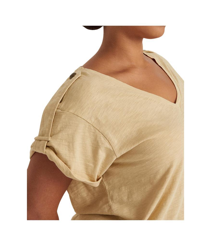 商品Ralph Lauren|Plus Size Slub Jersey Roll-Tab-Sleeve Tee,价格¥547,第5张图片详细描述