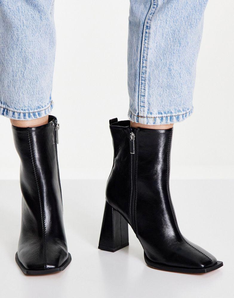 ASOS DESIGN Wide Fit Excel high-heeled ankle boots in black商品第2张图片规格展示