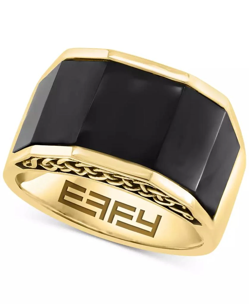 商品Effy|EFFY® Men's Onyx Geometric Ring in 14k Gold-Plated Sterling Silver,价格¥1524,第1张图片