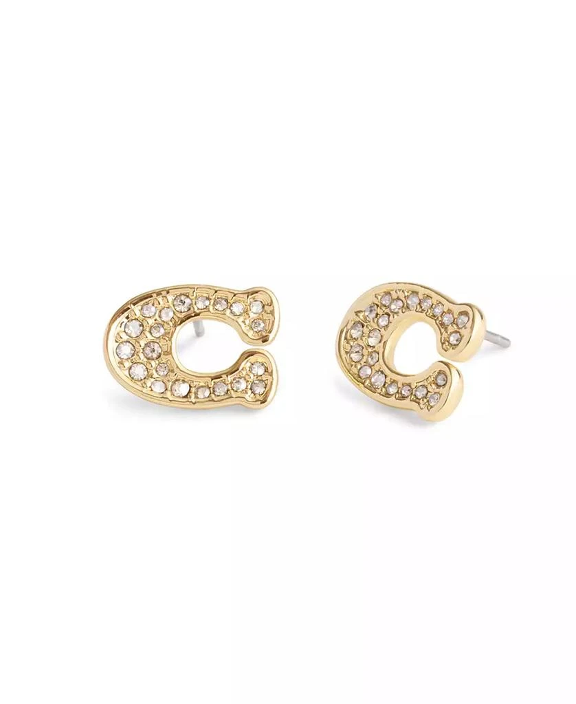 商品Coach|Faux Stone Signature Pave C Stud Earrings,价格¥367,第1张图片