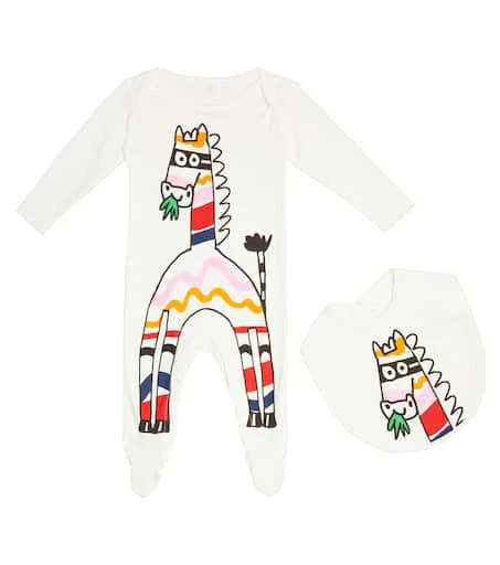 商品Stella McCartney|婴幼儿 — 棉质连身衣与围兜套装,价格¥542,第1张图片