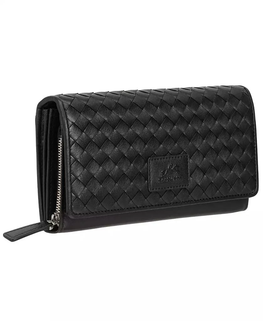 商品Mancini Leather Goods|Women's Basket Weave Collection RFID Secure Clutch Wallet,价格¥606,第2张图片详细描述