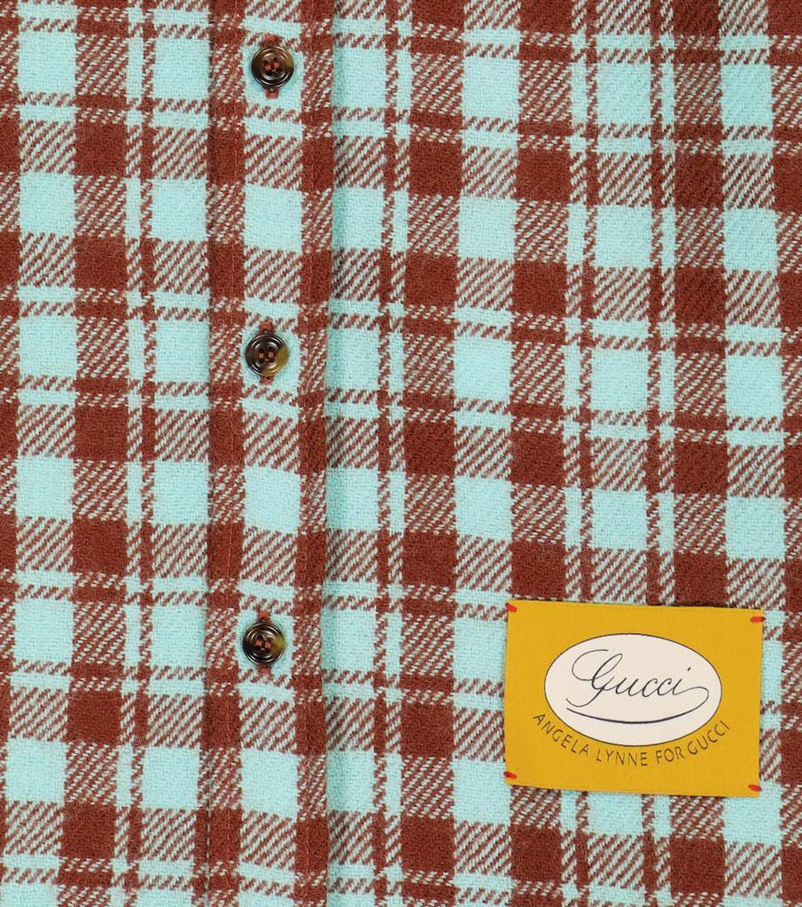 商品Gucci|Logo格纹羊毛法兰绒衬衫,价格¥5222,第5张图片详细描述