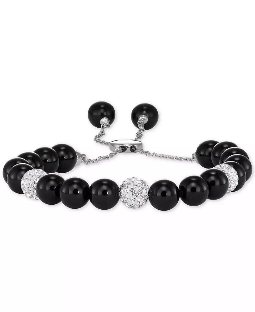 商品Macy's|Onyx (8mm) and Crystal Adjustable Bolo Bracelet,价格¥264,第2张图片详细描述
