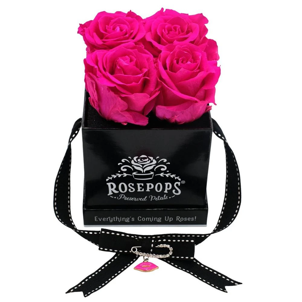 商品Rosepops|Pop-Up Real Raspberry Punch Roses with Complementary Kiss Enamel Charm, Box of 4,价格¥672,第3张图片详细描述