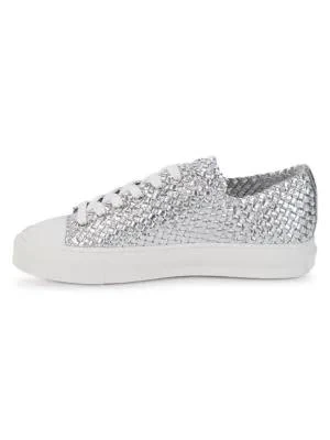 商品Stuart Weitzman|Wova Metallic Woven Leather Sneakers,价格¥720,第4张图片详细描述