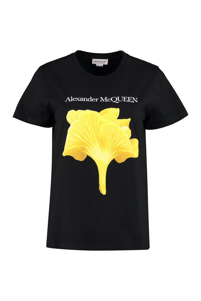 Alexander McQueen Mushroom Printed Crewneck T-Shirt商品第1张图片规格展示