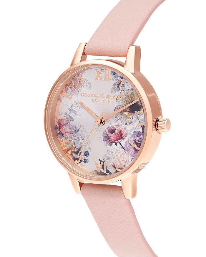 商品Olivia Burton|Sunlight Florals Dusty Pink Strap Watch, 30mm,价格¥661,第4张图片详细描述