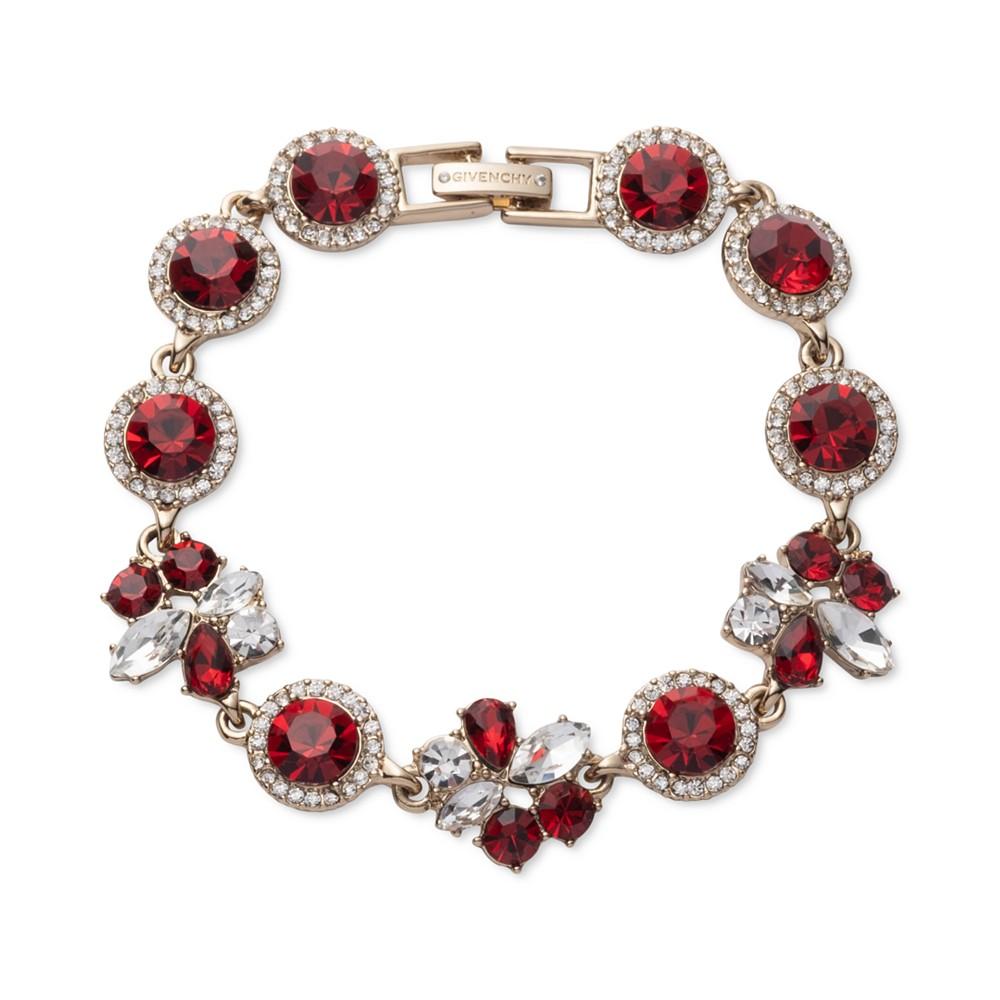 Gold-Tone Red Crystal Cluster Flex Bracelet商品第1张图片规格展示