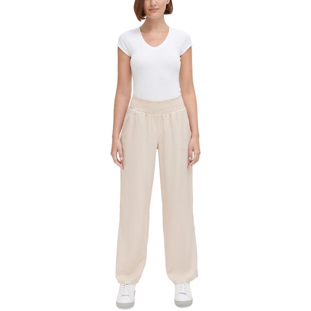 商品Calvin Klein|Women's Smocked-Waist Straight-Leg Pants,价格¥596,第4张图片详细描述