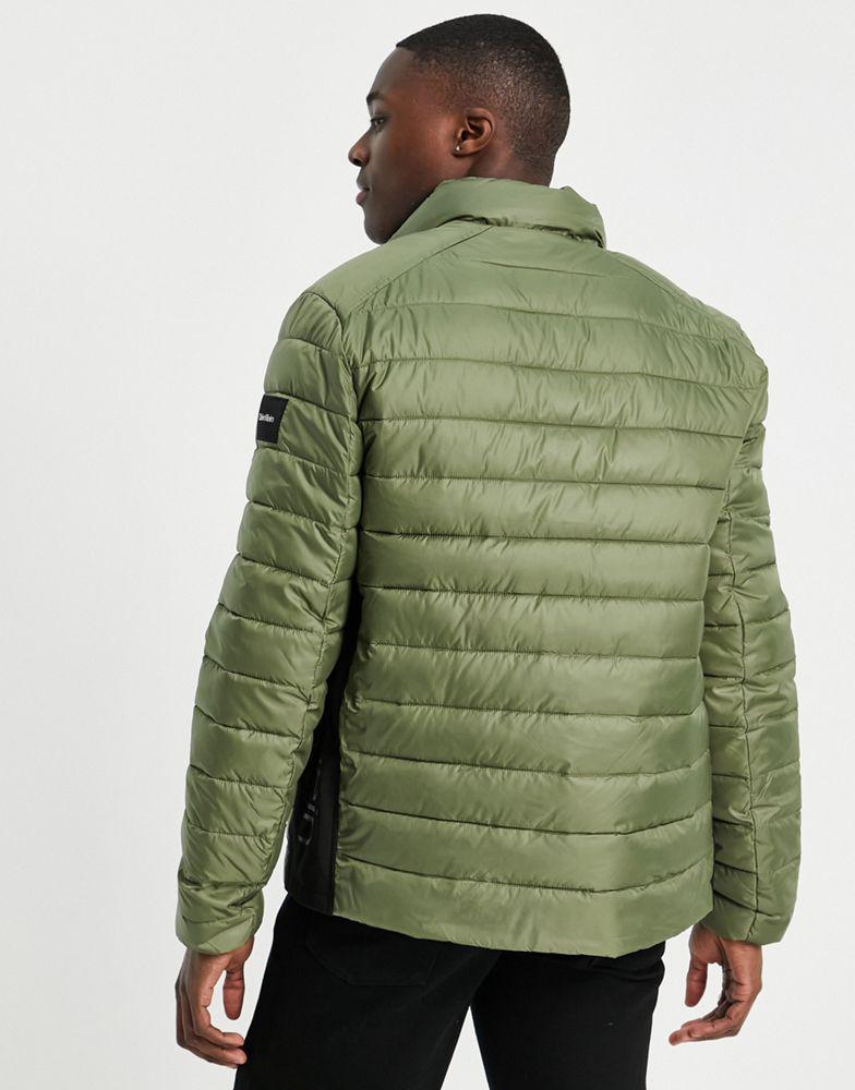 Calvin Klein side logo lightweight puffer jacket in khaki green - KHAKI商品第2张图片规格展示