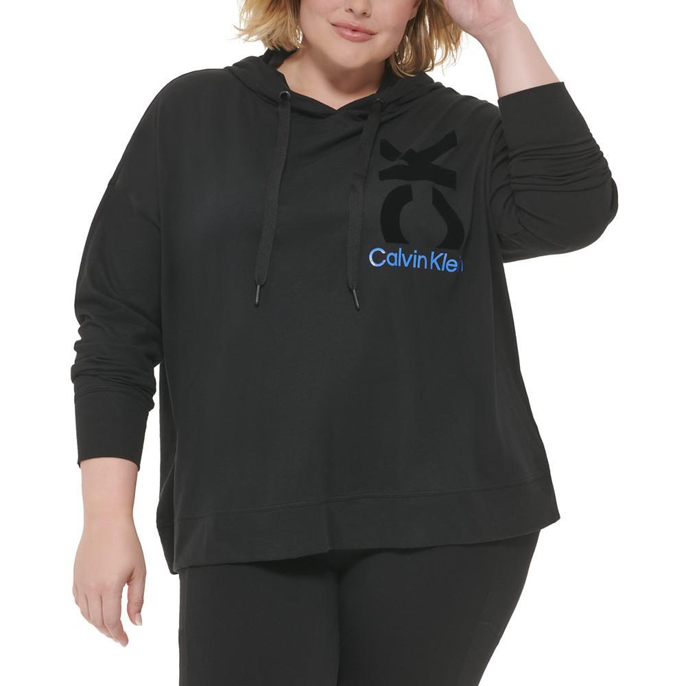 商品Calvin Klein|Plus Size Logo Cotton Hooded Sweatshirt,价格¥256,第1张图片