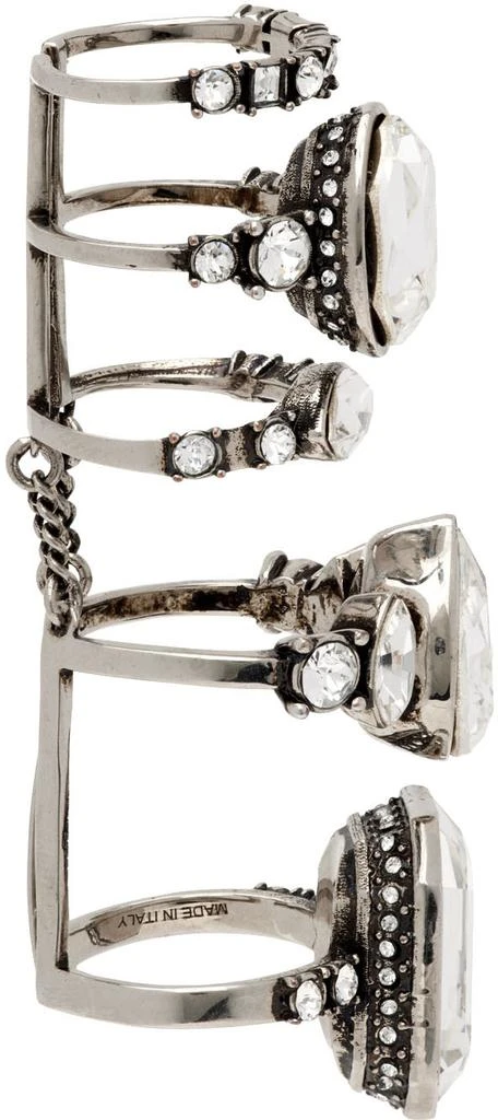 商品Alexander McQueen|Silver Crystal Long Stacked Ring,价格¥2545,第4张图片详细描述
