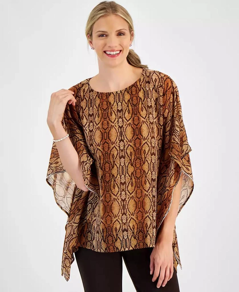 商品JM Collection|Women's Animal-Print Embellished Chiffon Poncho Top, Created for Macy's,价格¥208,第1张图片