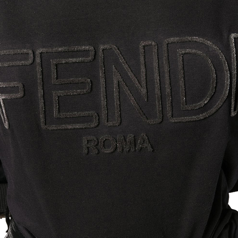 Fendi 芬迪 女士黑色时尚休闲字母短袖T恤 FAF077-A47A-F0GME商品第2张图片规格展示