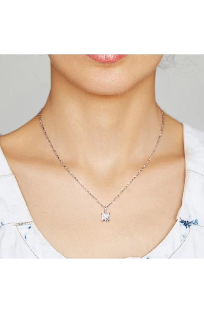 商品DELMAR|Sterling Silver Princess Cut Lab Created Moissanite Pendant Necklace,价格¥1199,第3张图片详细描述