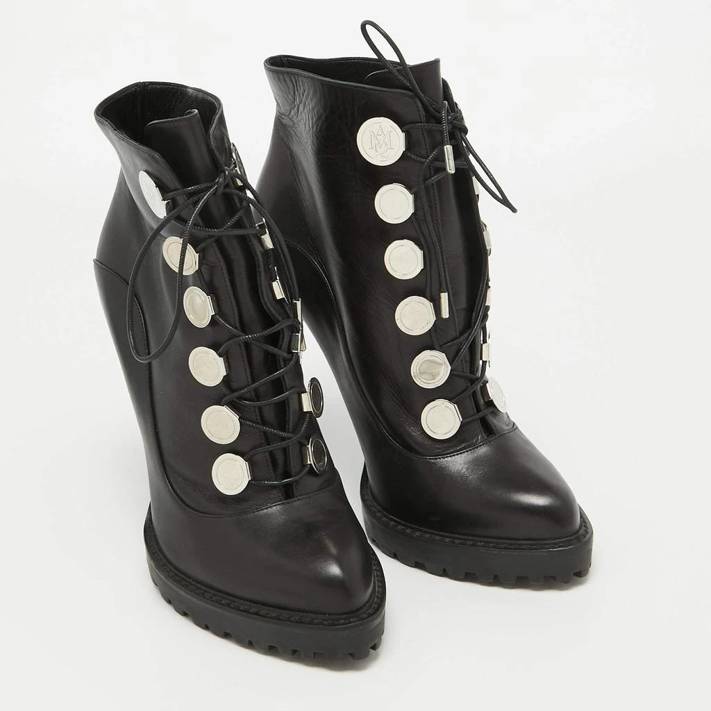 商品[二手商品] Alexander McQueen|Alexander McQueen Black Leather Lace Up Platform Ankle Boots Size 40,价格¥862,第4张图片详细描述