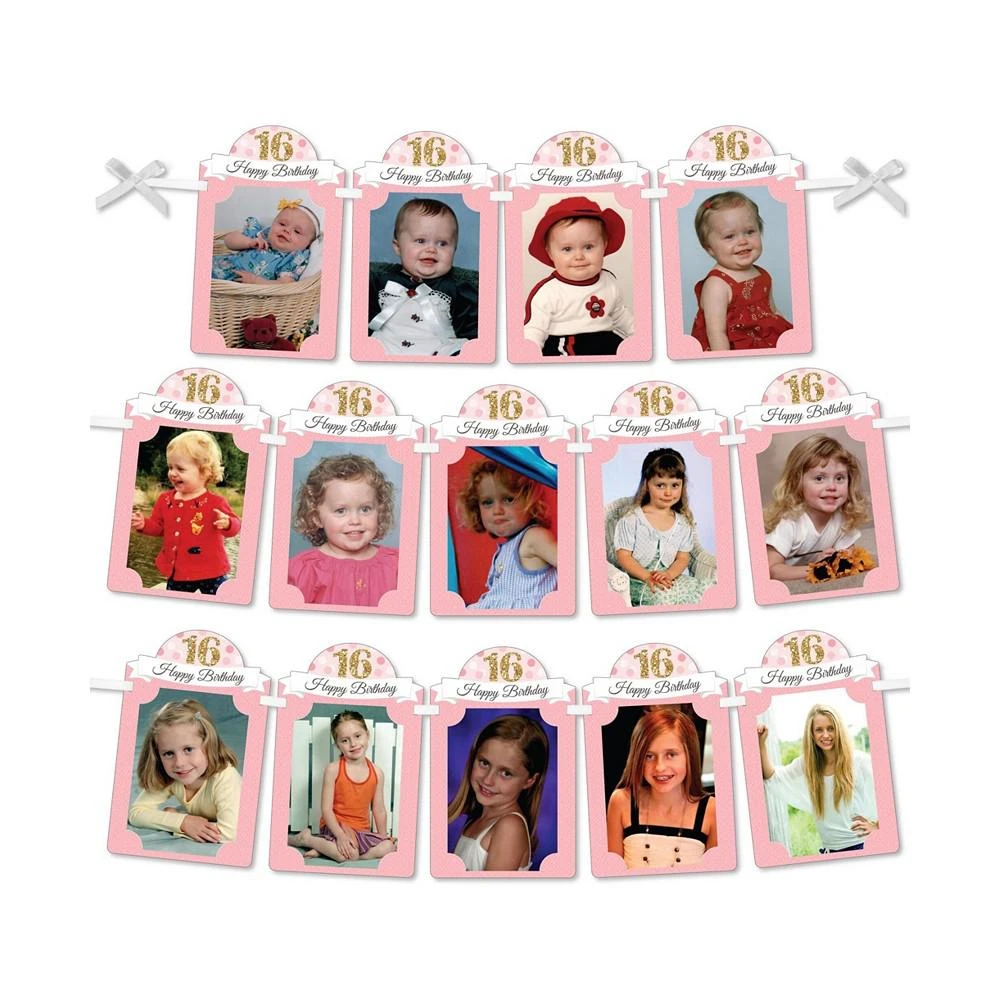 商品Big Dot of Happiness|Sweet 16 - DIY 16th Birthday Party Decor - Picture Display - Photo Banner,价格¥119,第1张图片