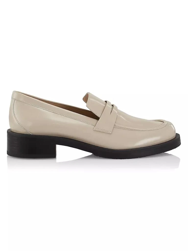 商品Stuart Weitzman|Palmer 40MM Brushed Leather Stacked Heel Loafers,价格¥3711,第1张图片