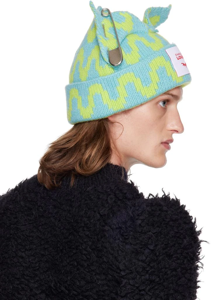 商品Charles Jeffrey Loverboy|SSENSE Exclusive Blue Chunky Punk Ears Beanie,价格¥1011,第3张图片详细描述