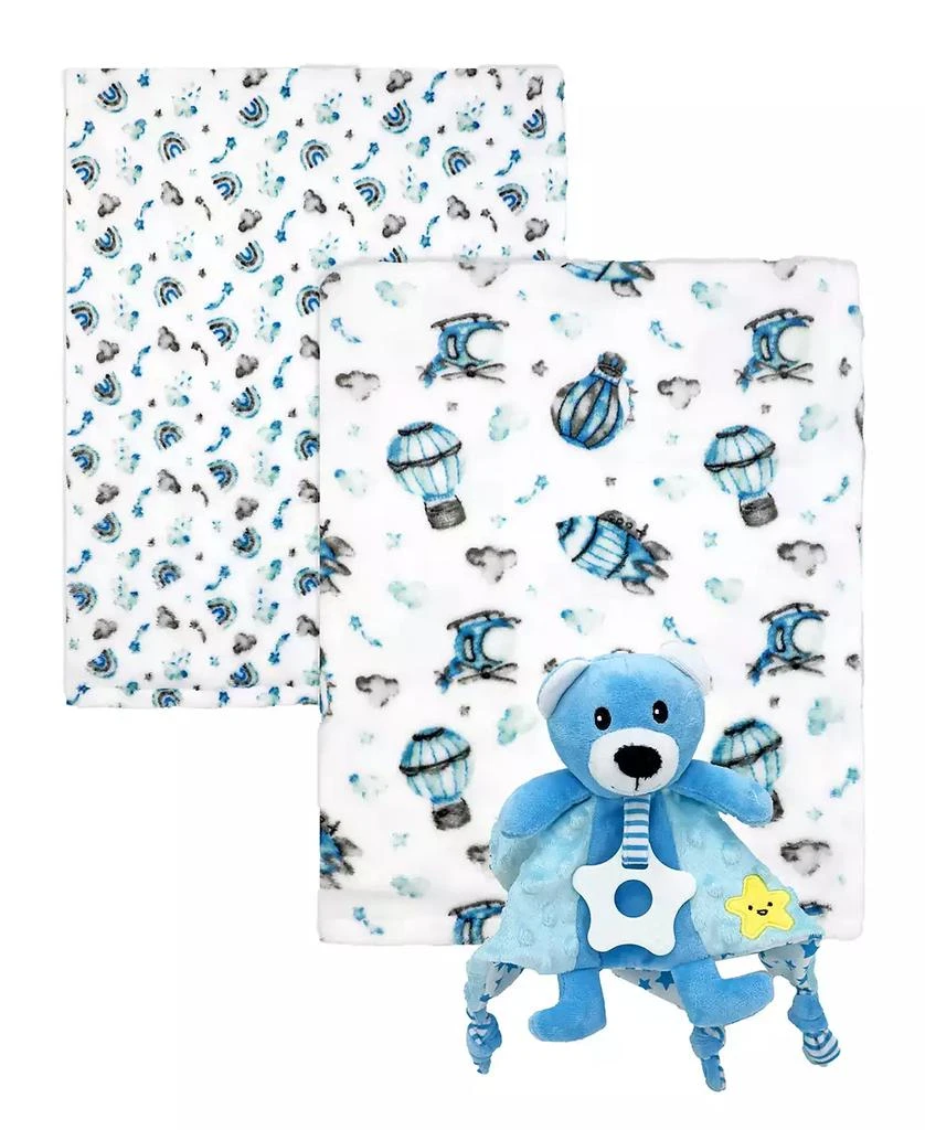 商品Tendertyme|Baby Boys and Baby Girls 3 Piece Fleece Blanket and Taggy Toy Gift Assortment,价格¥277,第1张图片