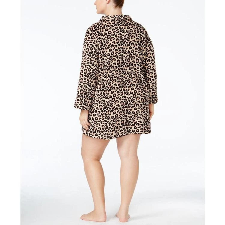 商品Miss Elaine|Plus Size Plush Fleece Zip-Front Short Robe,价格¥102,第3张图片详细描述