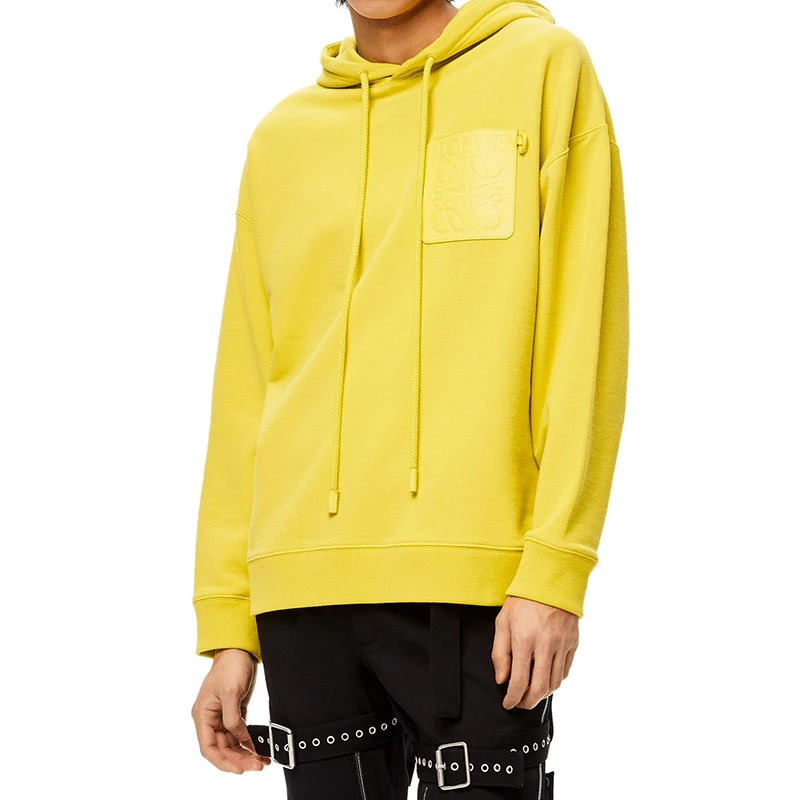商品Loewe|【预售3-7天】LOEWE/罗意威 22年早春新款 男士黄玉米色棉质抓绒Anagram皮革贴片连帽衫卫衣H526Y25J12-7980,价格¥6022,第5张图片详细描述